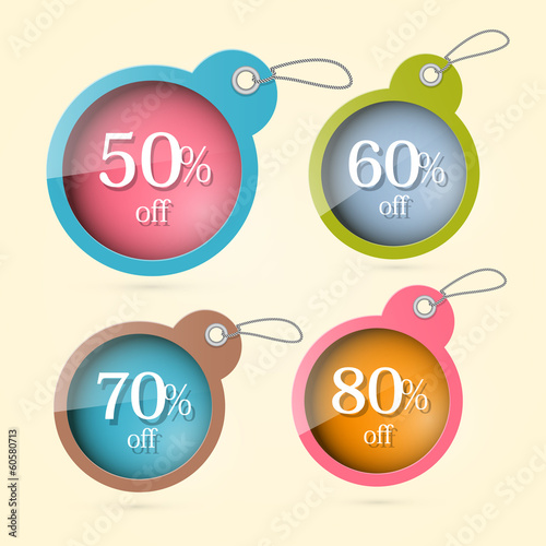 Sale, Discount Vector Circle Labels with Strings Set