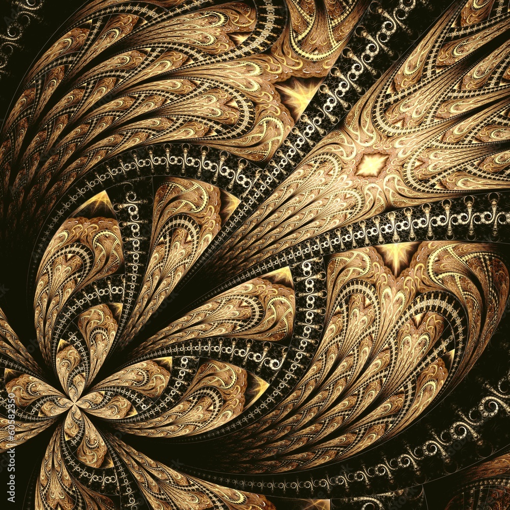 Fototapeta premium Symmetrical fractal flower, digital artwork