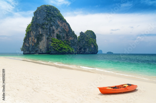 Clear water and blue sky. Beach in Krabi province, Thailand
