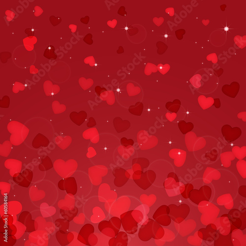 Abstract background with red hearts, illustration.