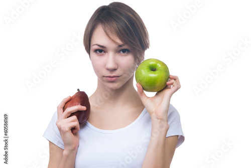 Pretty young girl with green apple