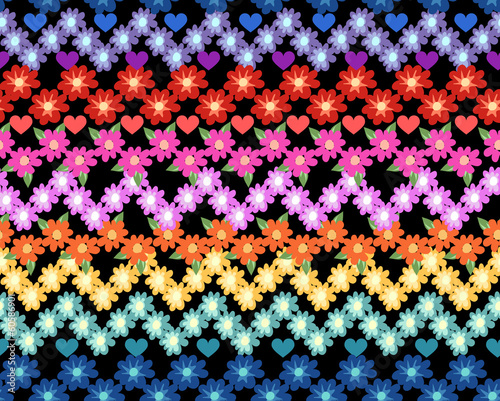 cute rainbow flower zigzag ~ seamless pattern