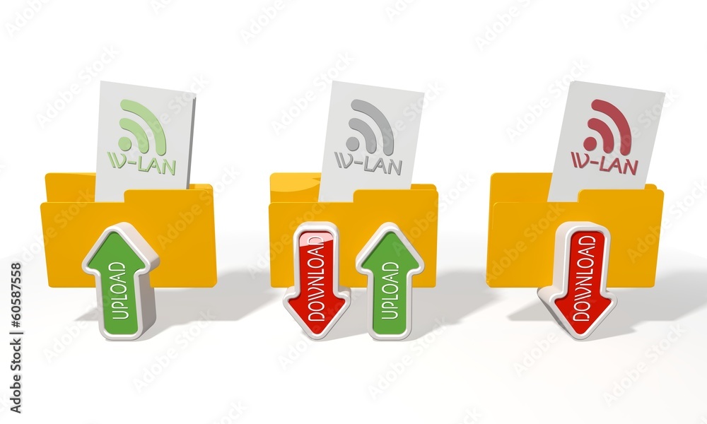 three wlan file transfer icons
