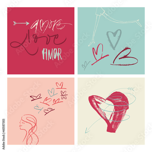 Hand-written Amore Love Amor illustration