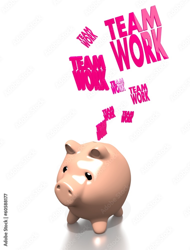 money pig with Teamwork money pig with Teamwork