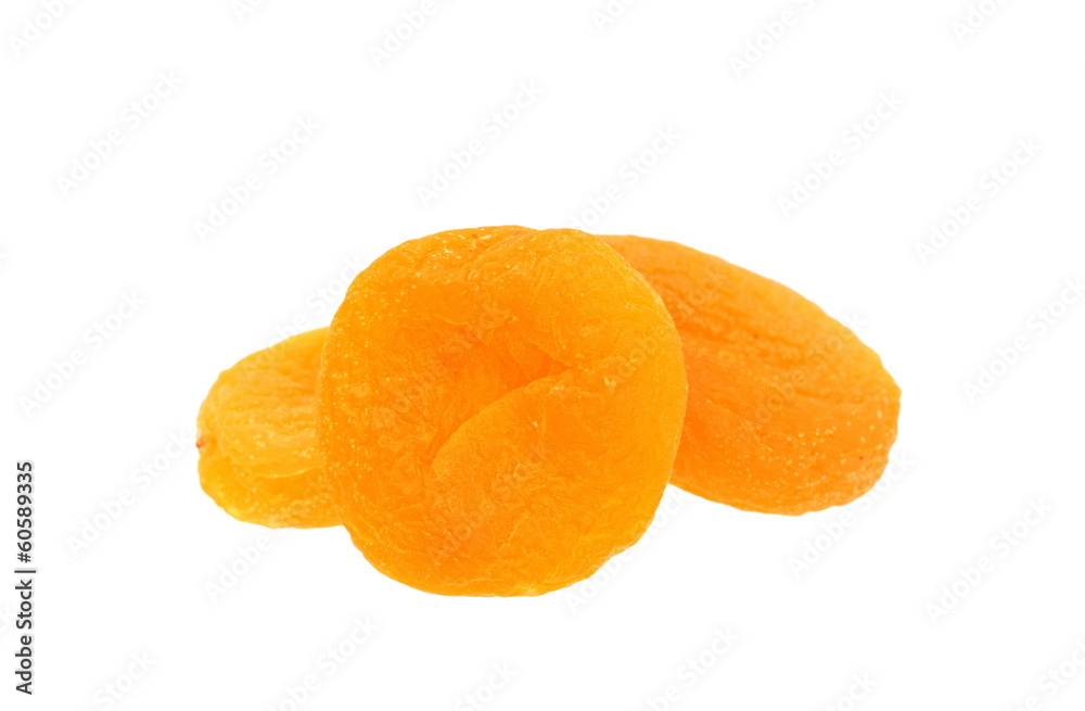 dried apricots  isolated on white