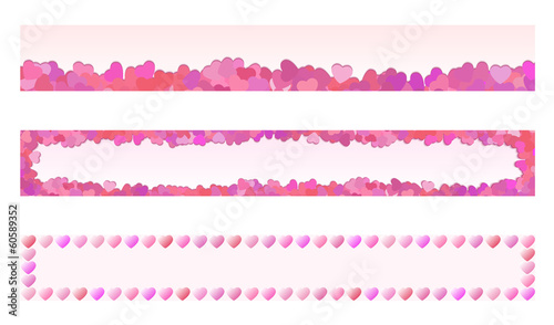 Set of heart banners