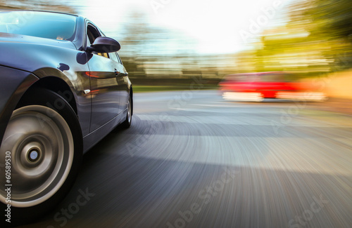 Car speeding.