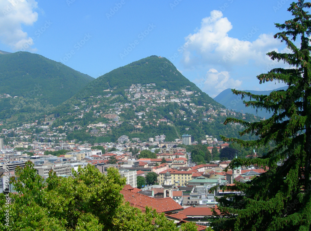 Aerial view of Lugano, Switzerland Aerial view of Lugano, Switzerland