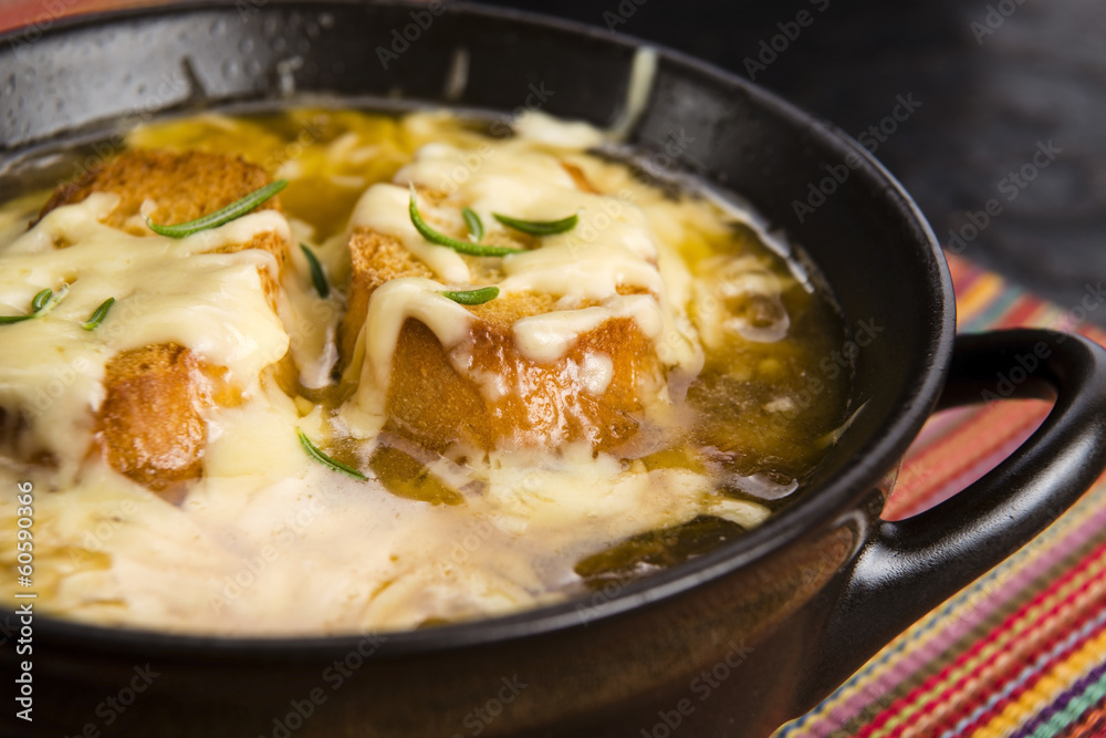 French onion soup with ingredients