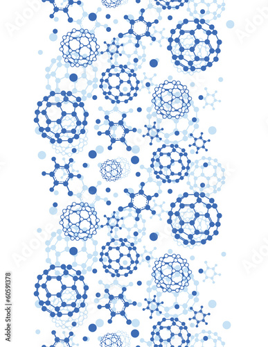 Vector blue molecules texture vertical seamless pattern