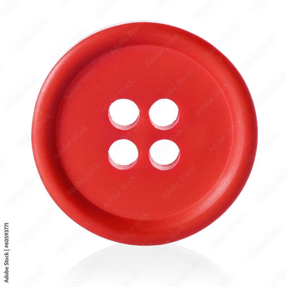 Red sewing button isolated on white