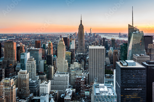 Fototapeta Panoramę Nowego Jorku o zachodzie słońca