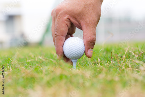 Close up golf ball on course