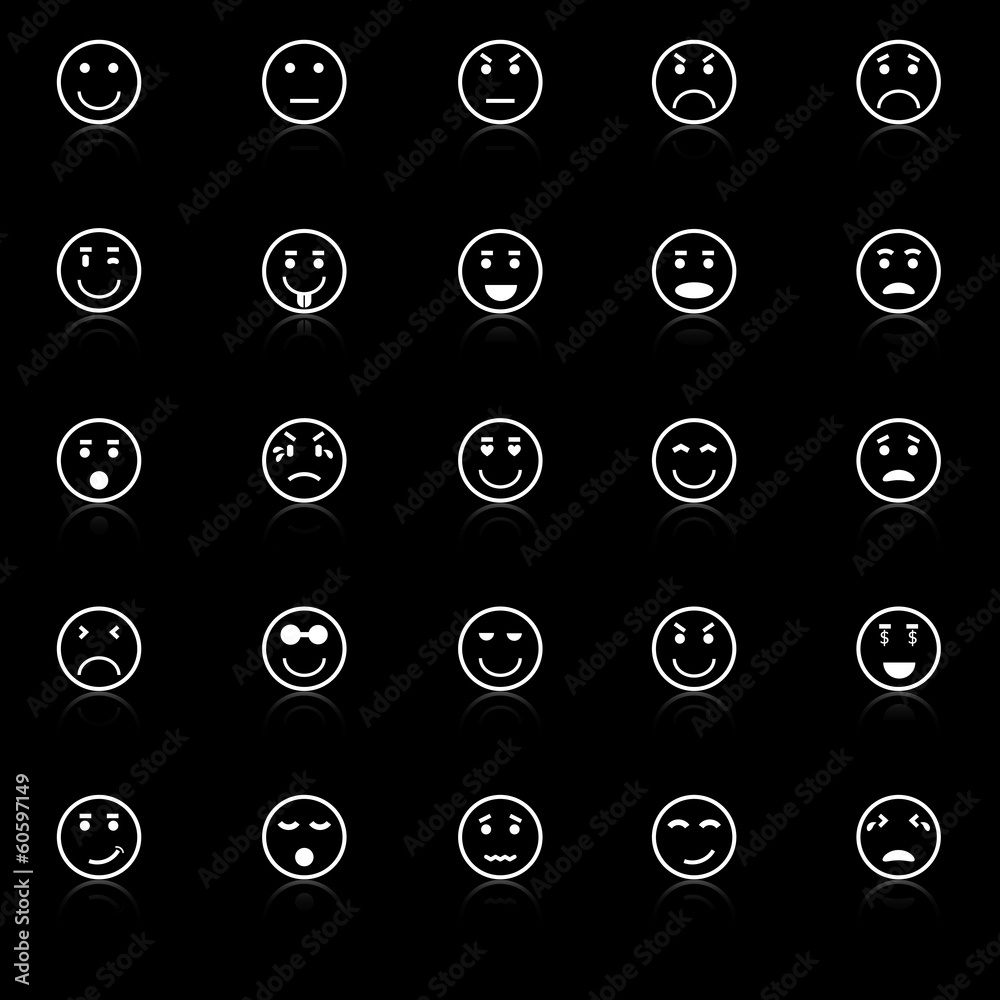 Circle face icons with reflect on black background Circle face icons with reflect on black background