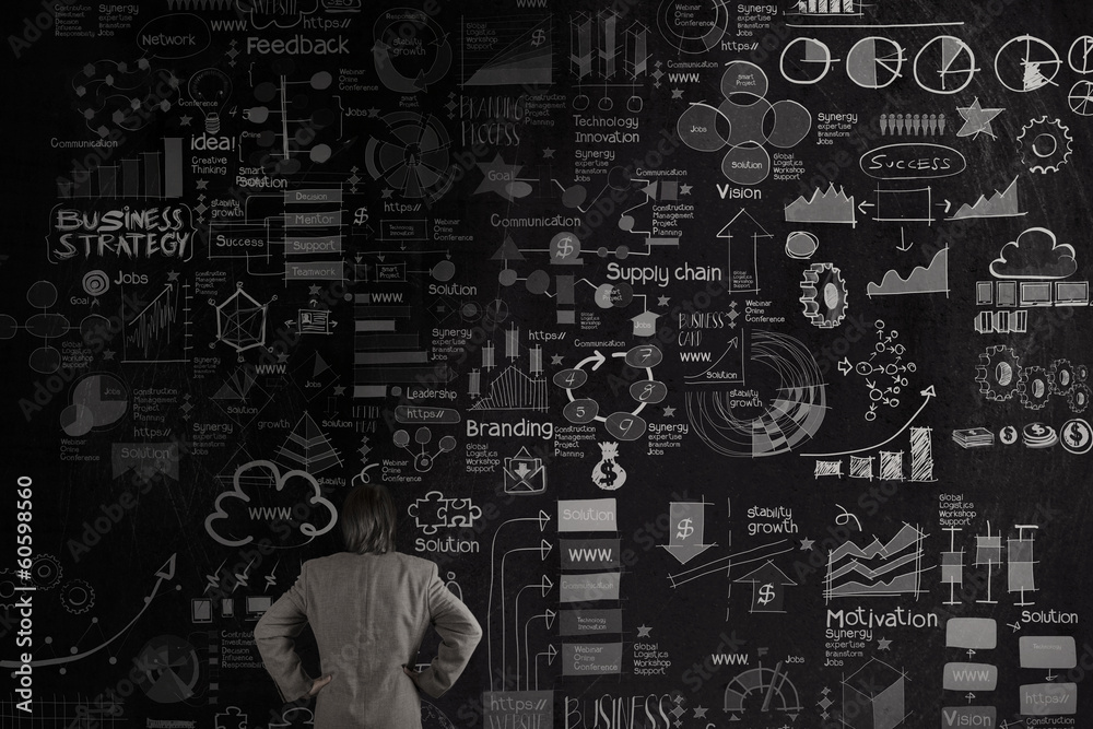 businessman looking business concept and strategy on texture wal businessman looking business concept and strategy on texture wal
