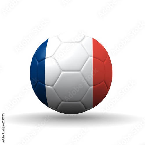 French republic flag textured on soccer ball   clipping path inc