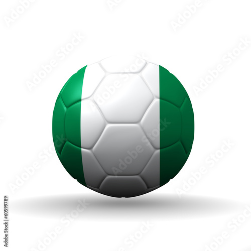 Federal Republic of Nigeria flag textured on soccer ball   clipp