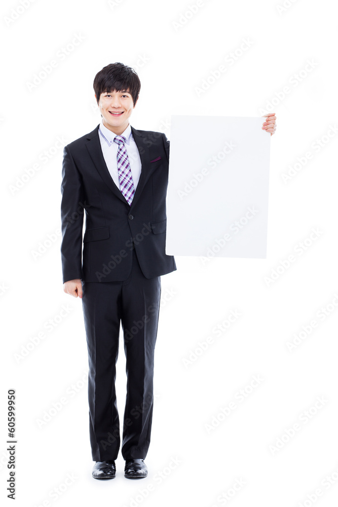Young Asian business man holding a pannel. Young Asian business man holding a pannel.