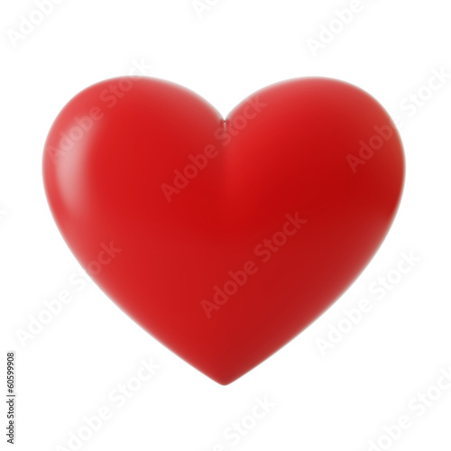 3d red heart, isolated on white background