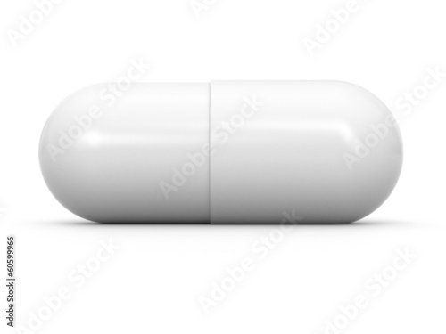 3d white pill isolated on white background