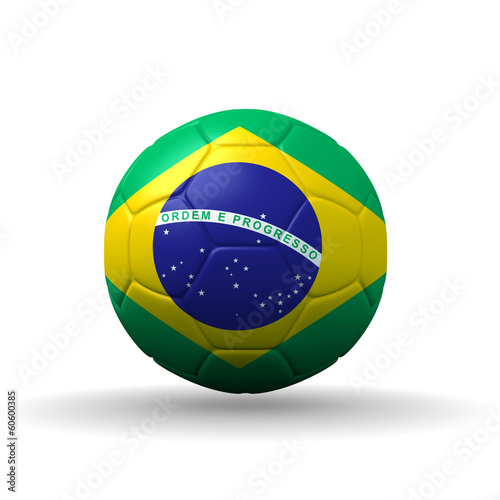 Federative Republic of Brazil flag textured on soccer ball   cli