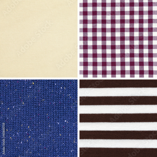 set of different woven fabric texture