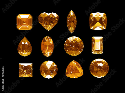 Group of imperial topaz with clipping path photo