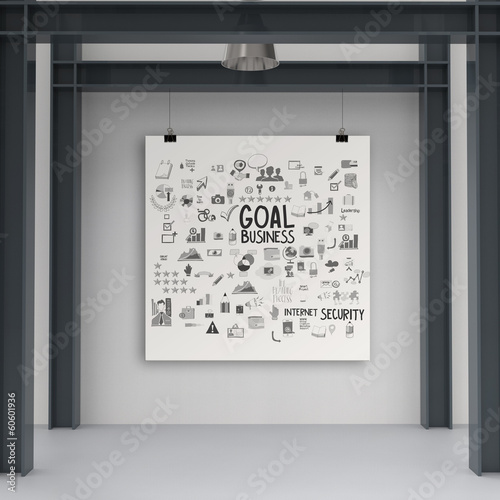 business concept on poster with composition wall with steel fram