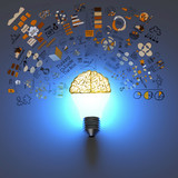 light bulb 3d on business strategy background as concept