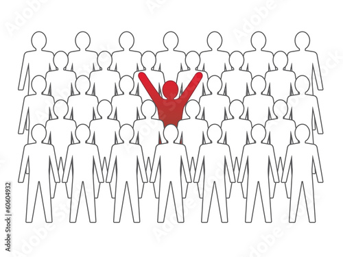 Unusual person in the crowd. Vector concept illustration.