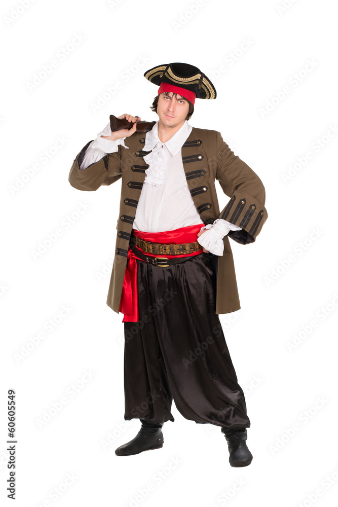 Man posing in pirate costume