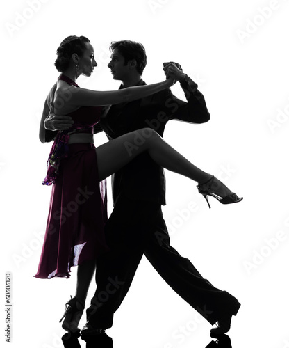 couple man woman ballroom dancers tangoing silhouette