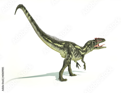 Allosaurus Dinosaurus  photorealistic representation  dynamic po