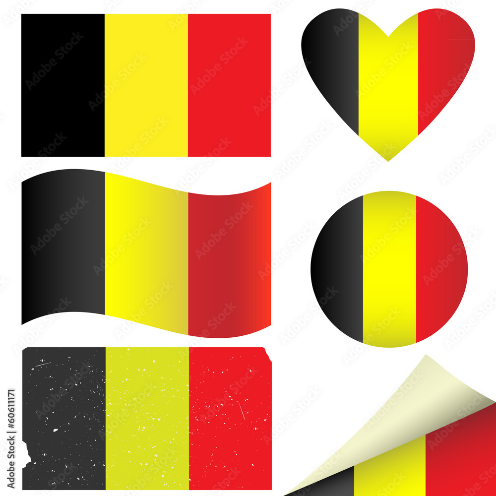 Fototapeta premium Belgium flags set. Vector illustration.