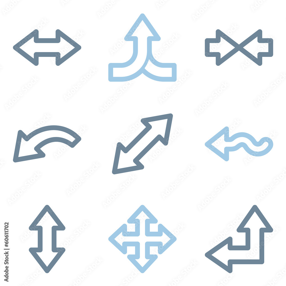 Arrows icons, blue line contour series