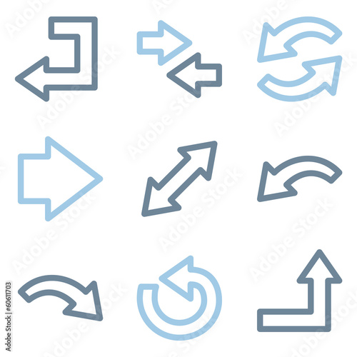 Arrows icons, blue line contour series