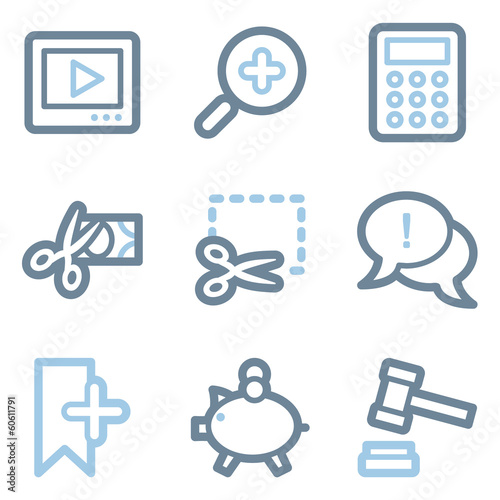 Shopping icons, blue line contour series