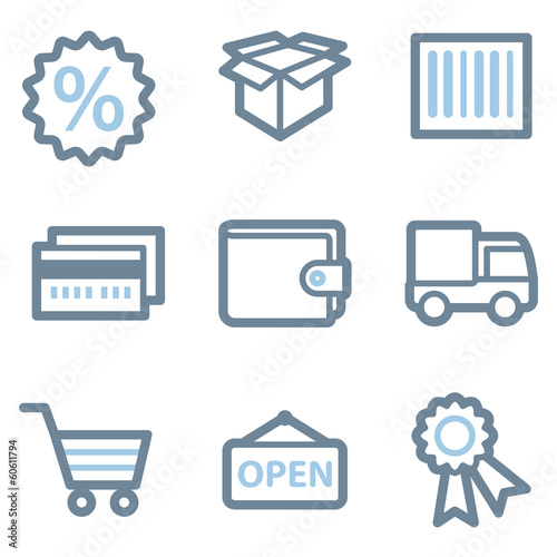 Shopping icons, blue line contour series