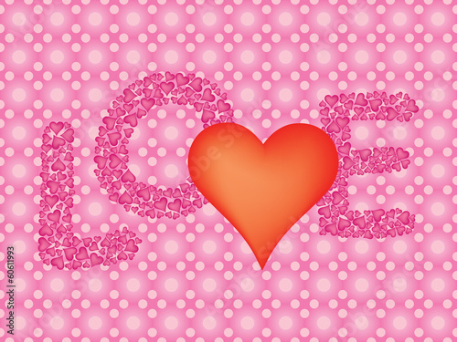 pink Valentines Day background with word Love