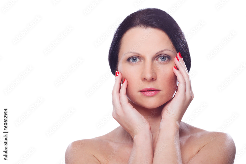 Beautiful face of woman with clean fresh skin Beautiful face of woman with clean fresh skin