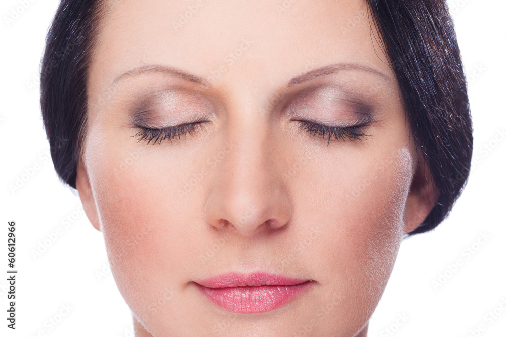 Fototapeta premium Beautiful face of woman with clean fresh skin