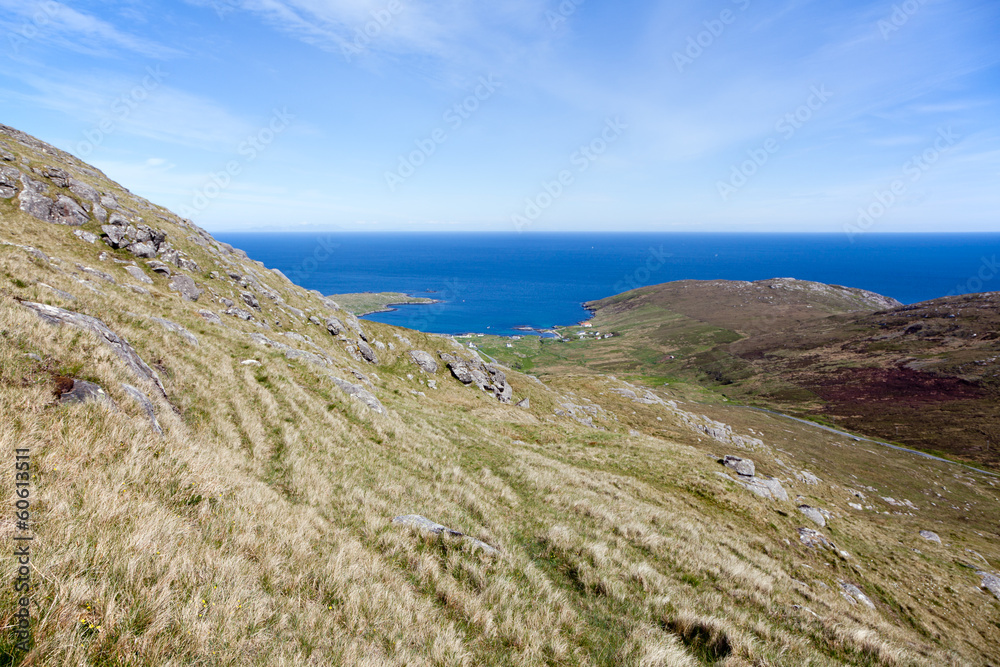 Green hills overlooking the sea at Barra, Outer Hebrides