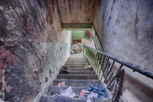 Staircase in an abandoned house