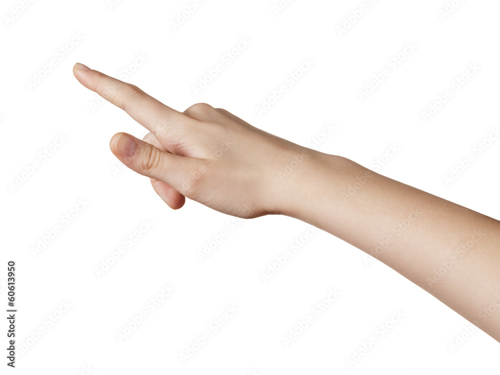 female teen hand pointing or clicking something female teen hand pointing or clicking something