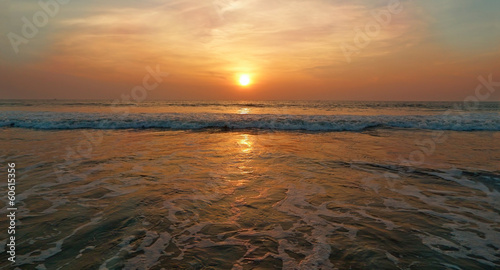 Sunset on the Arabian Sea. Goa, India, Morjim beach.