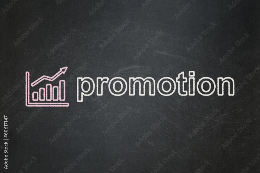 Fototapeta premium Advertising concept: Growth Graph and Promotion on chalkboard