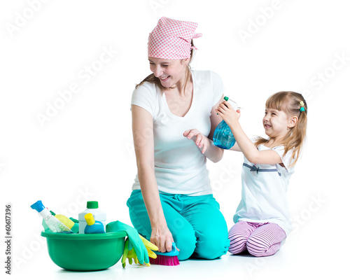 happy mother with kid clean...