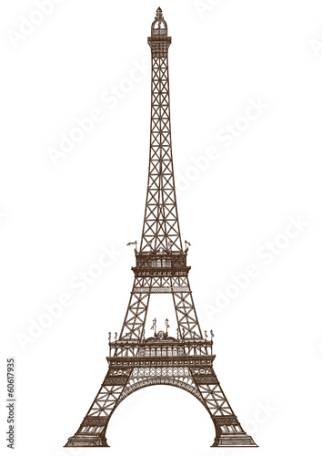 detailed illustration of the Eiffel Tower, Paris