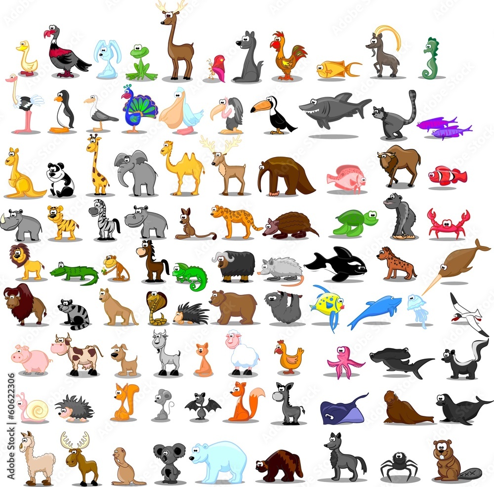 Супер набор из 91 симпатичных мультяшных животных